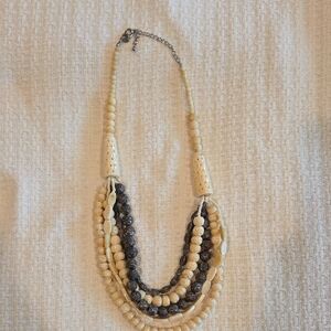 Elegant Cream and Black Beaded Necklace